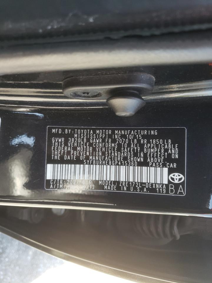 Photo 10 from auction – 2016 TOYOTA COROLLA L with VIN 5YFBURHE8GP415360