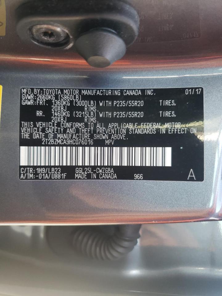 Photo 10 from auction – 2017 LEXUS RX 350 BAS with VIN 2T2BZMCA9HC076016