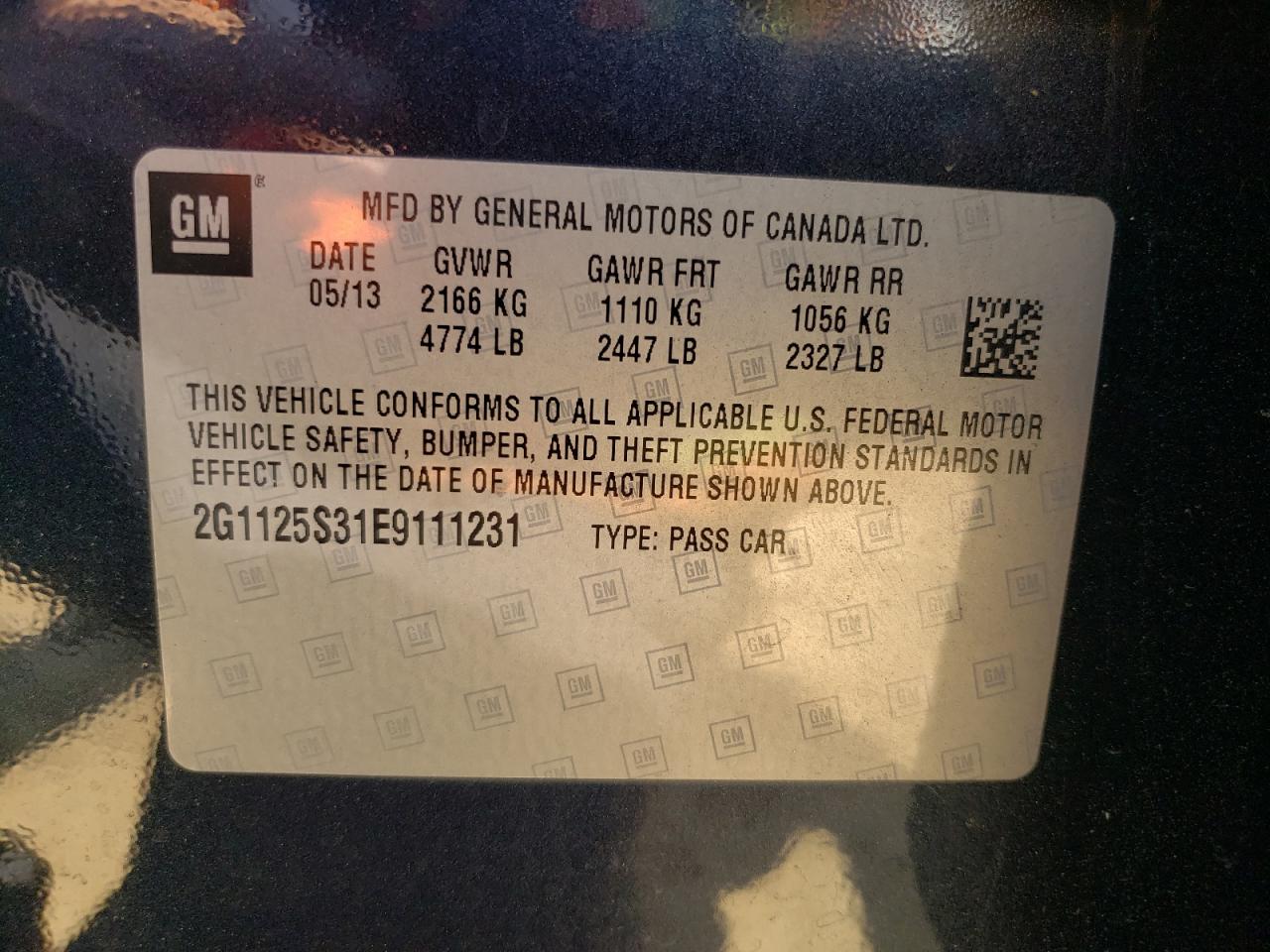 Photo 10 from auction – 2014 CHEVROLET IMPALA LT with VIN 2G1125S31E9111231