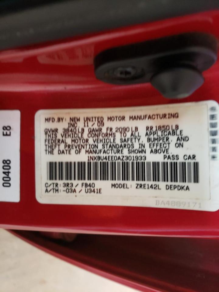 Photo 10 from auction – 2010 TOYOTA COROLLA BA with VIN 1NXBU4EE0AZ301933