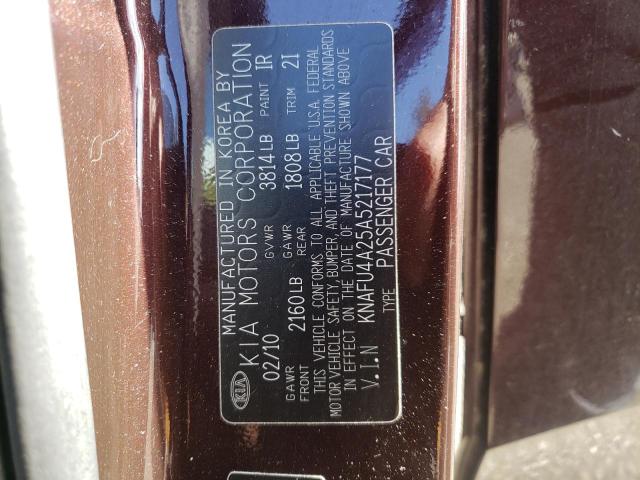 Photo 10 from auction – 2010 KIA FORTE EX with VIN KNAFU4A25A5217177