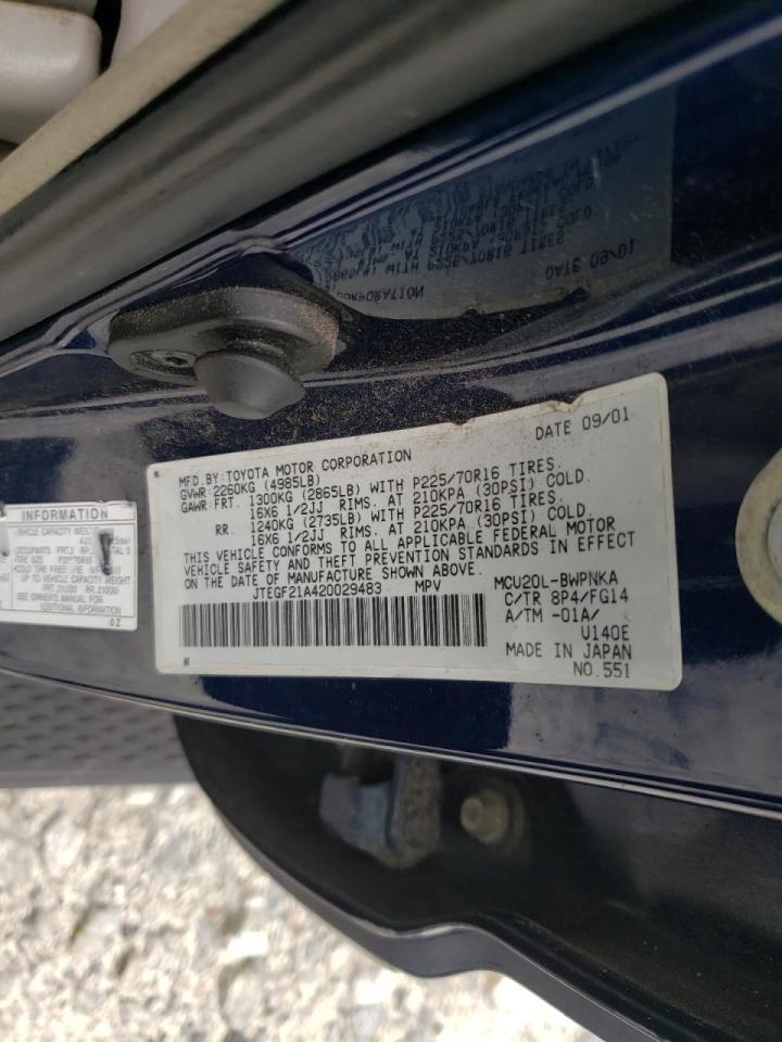 Photo 10 from auction – 2002 TOYOTA HIGHLANDER with VIN JTEGF21A420029483