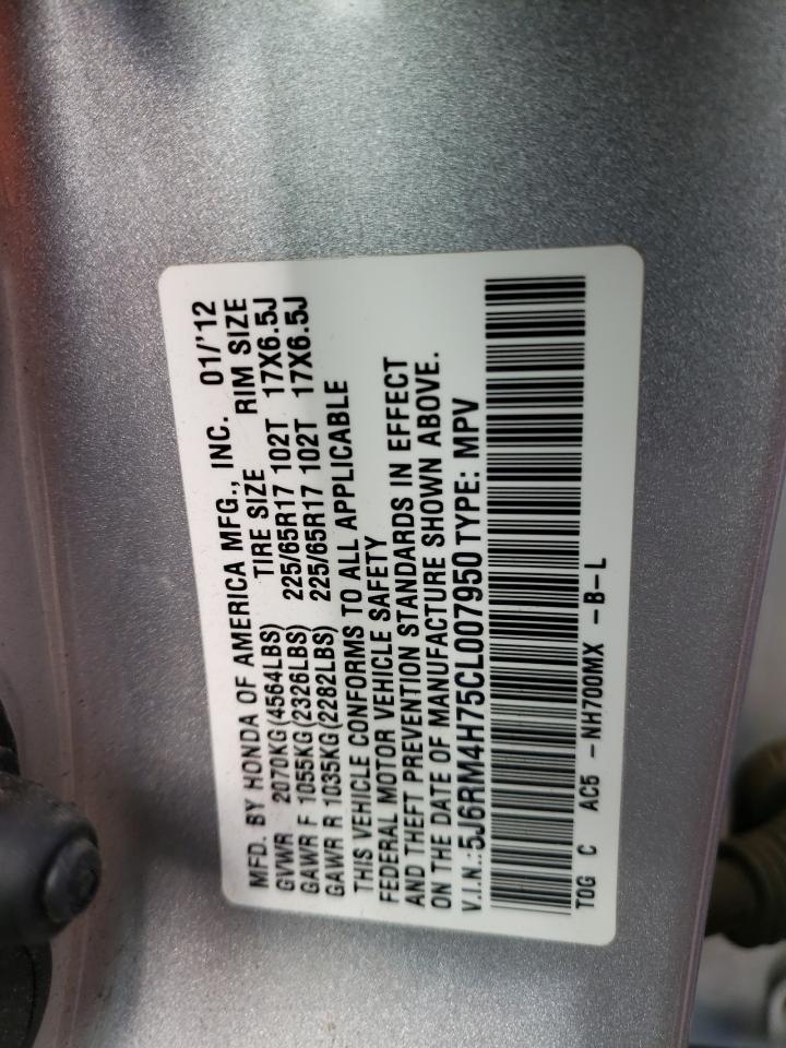 Photo 10 from auction – 2012 HONDA CR-V EXL with VIN 5J6RM4H75CL007950