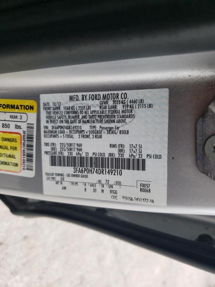 Photo 10 from auction – 2013 FORD FUSION SE with VIN 3FA6P0H74DR149210