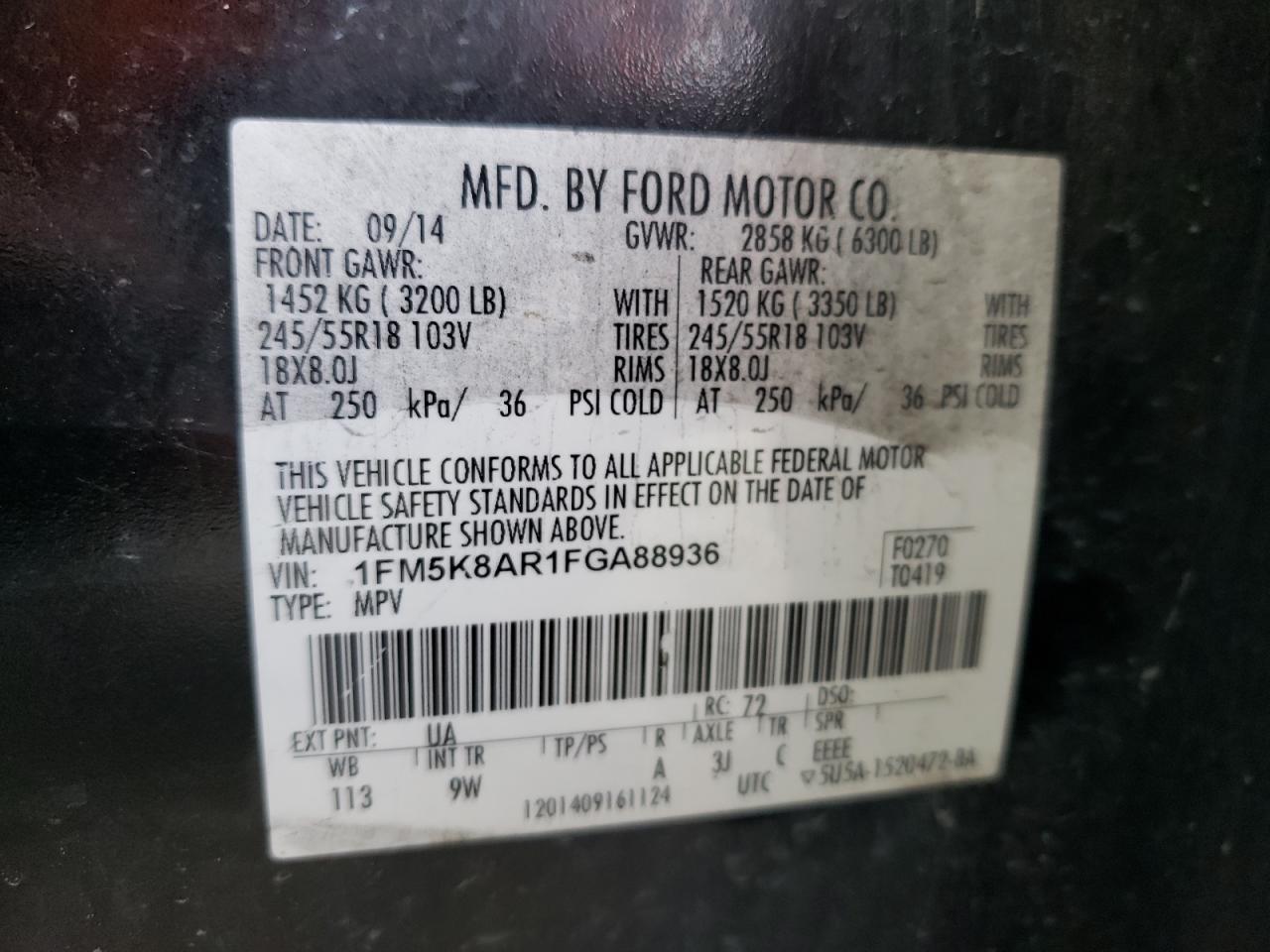 Photo 10 from auction – 2015 FORD EXPLORER P with VIN 1FM5K8AR1FGA88936