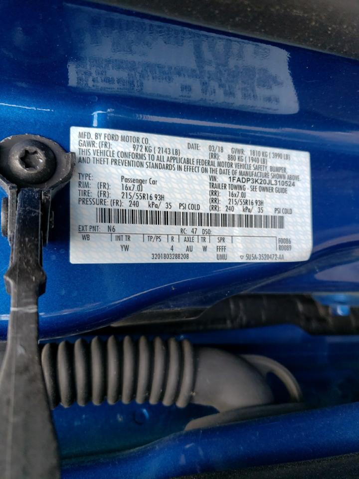 Photo 10 from auction – 2018 FORD FOCUS SE with VIN 1FADP3K20JL310524