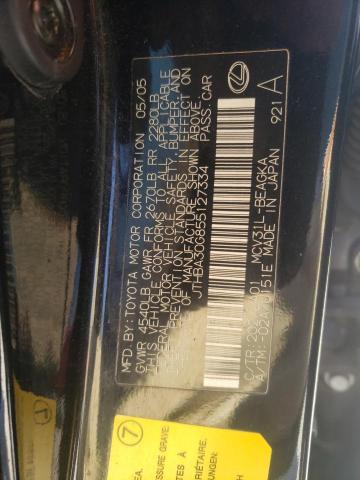 Photo 10 from auction – 2005 LEXUS ES 330 with VIN JTHBA30G855127334