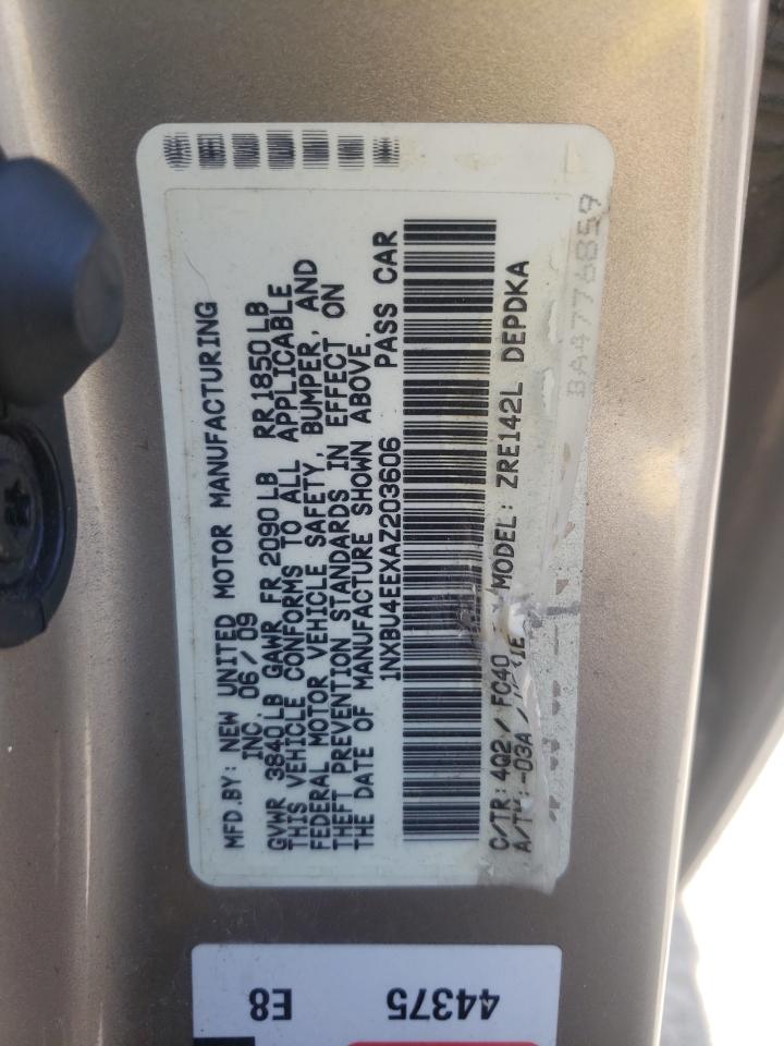 Photo 10 from auction – 2010 TOYOTA COROLLA BA with VIN 1NXBU4EEXAZ203606