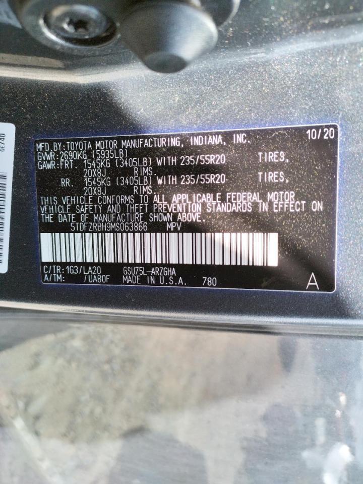 Photo 10 from auction – 2021 TOYOTA HIGHLANDER with VIN 5TDFZRBH9MS063866