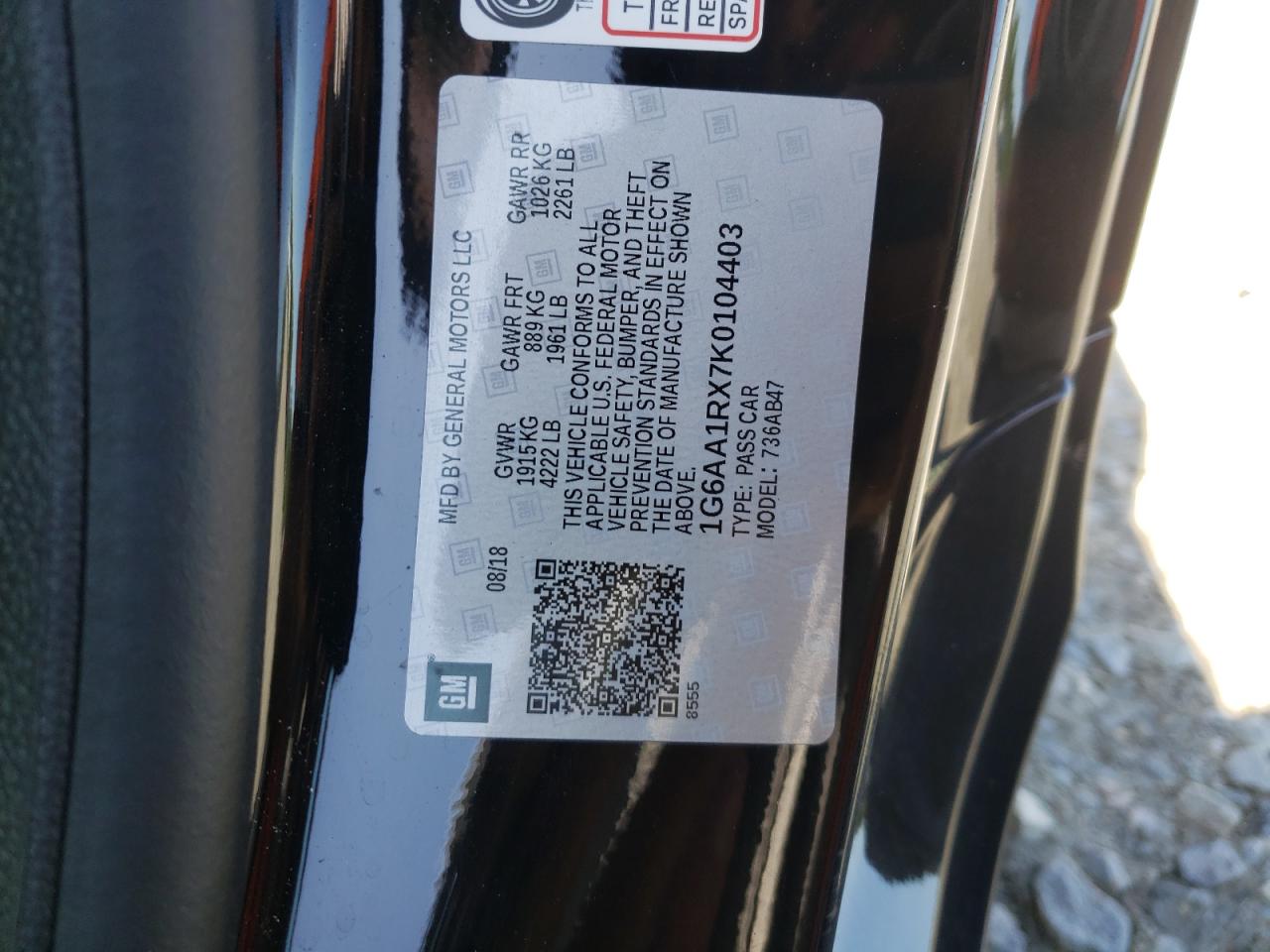 Photo 10 from auction – 2019 CADILLAC ATS with VIN 1G6AA1RX7K0104403