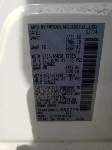 Photo 10 from auction – 2014 NISSAN PATHFINDER with VIN 5N1AR2MMXEC667775