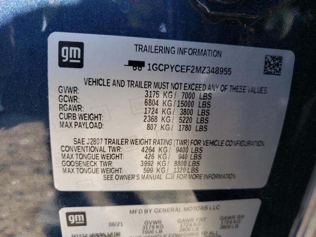 Photo 10 from auction – 2021 CHEVROLET SILVERADO with VIN 1GCPYCEF2MZ348955