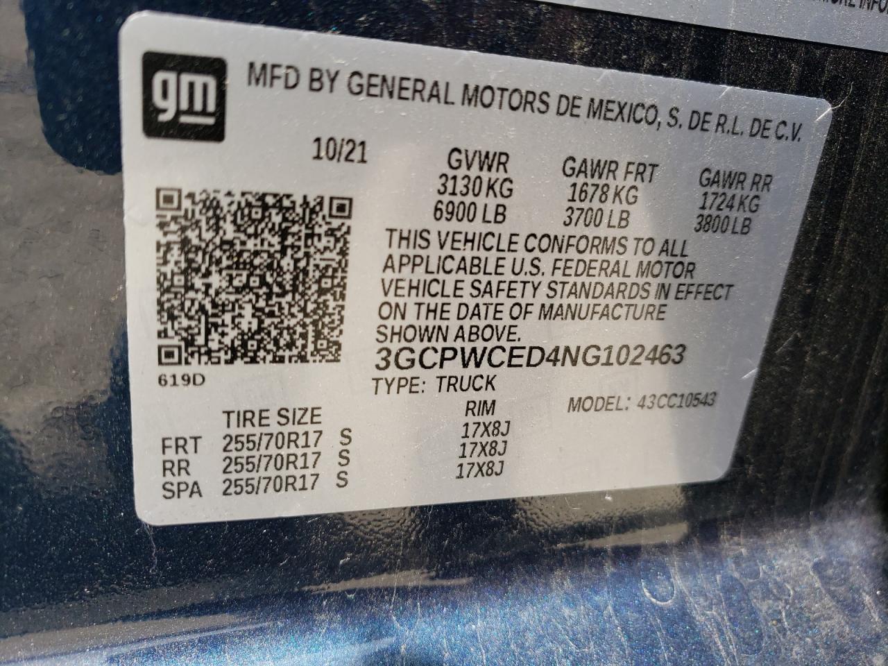 Photo 10 from auction – 2022 CHEVROLET SILVERADO with VIN 3GCPWCED4NG102463
