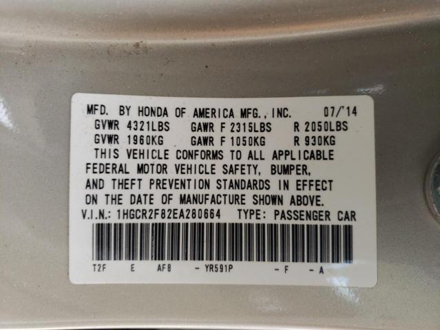 Photo 10 from auction – 2014 HONDA ACCORD EXL with VIN 1HGCR2F82EA280664