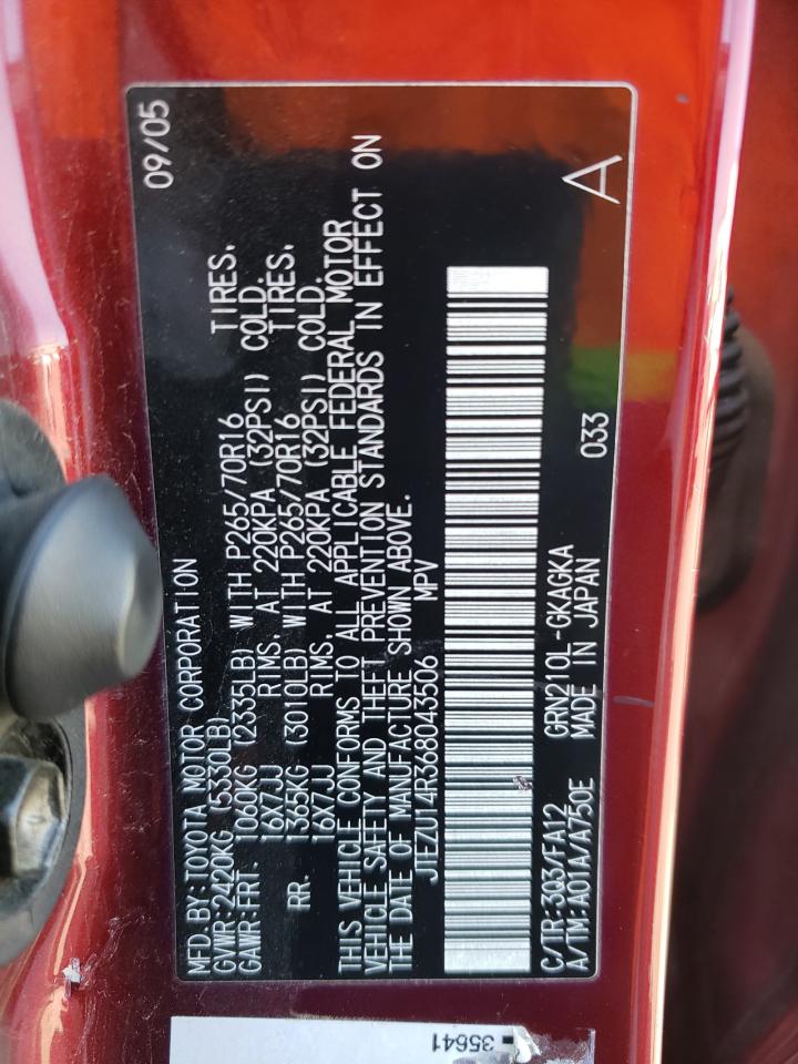 Photo 10 from auction – 2006 TOYOTA 4RUNNER SR with VIN JTEZU14R368043506