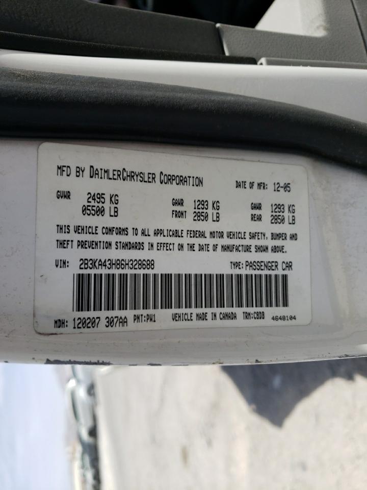 Photo 10 from auction – 2006 DODGE CHARGER SE with VIN 2B3KA43H86H328688