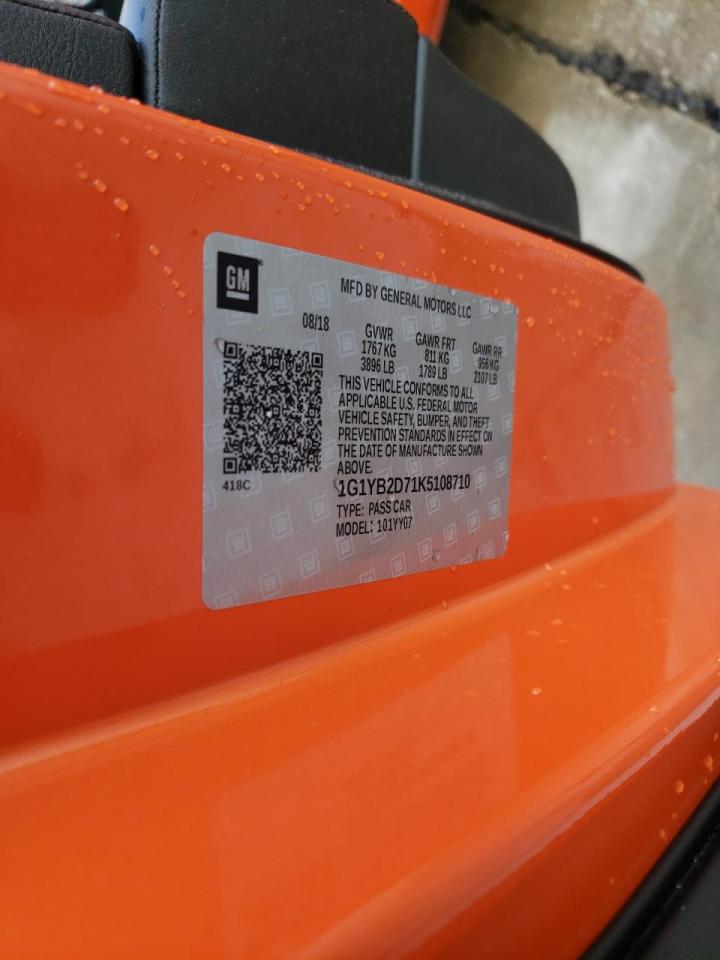 Photo 10 from auction – 2019 CHEVROLET CORVETTE S with VIN 1G1YB2D71K5108710