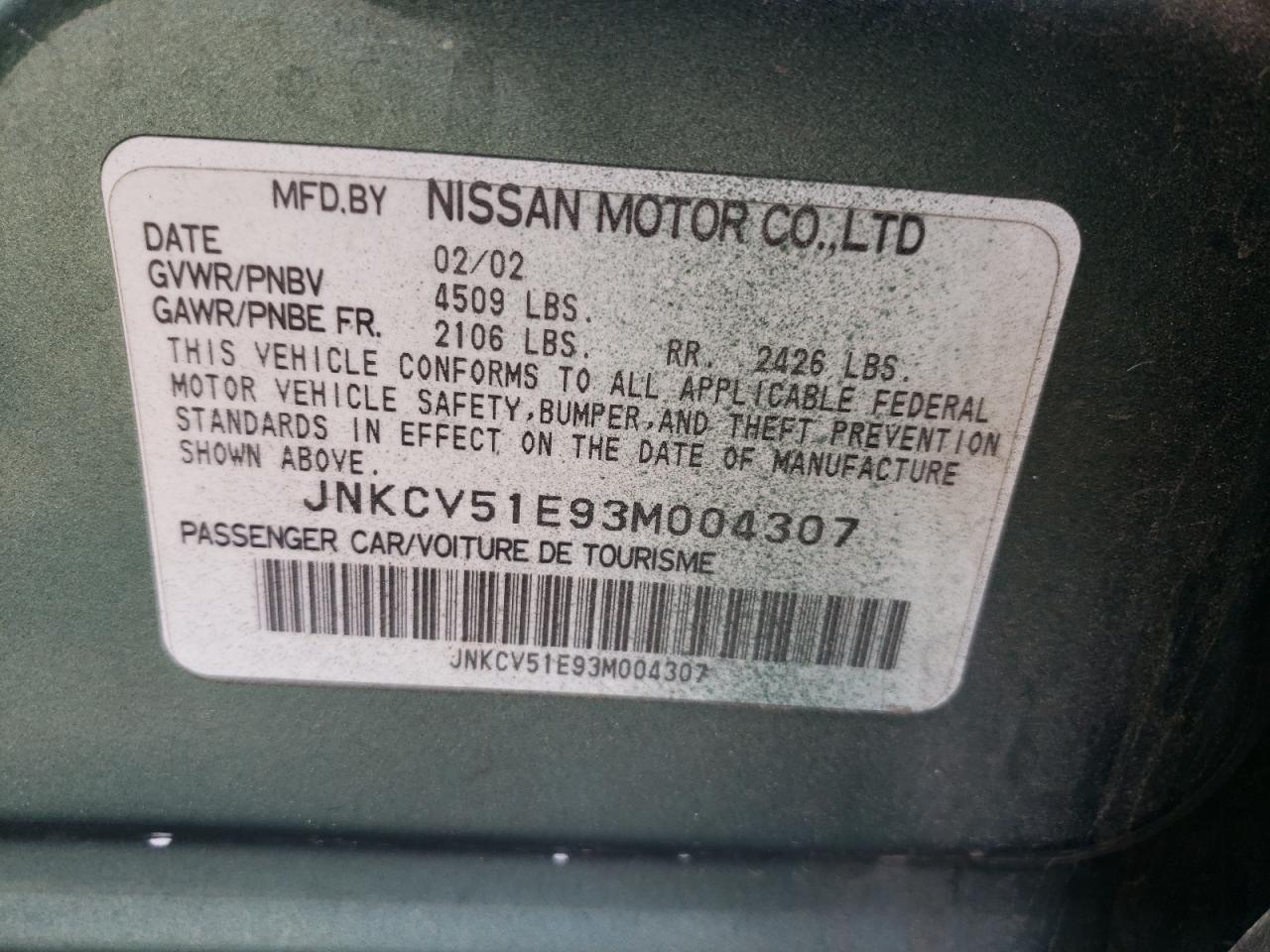 Photo 10 from auction – 2003 INFINITI G35 with VIN JNKCV51E93M004307