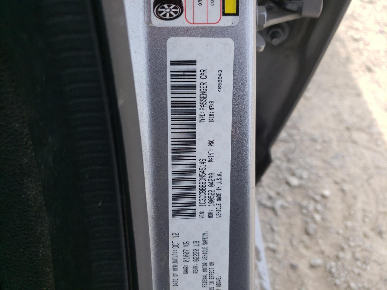 Photo 10 from auction – 2013 CHRYSLER 200 TOURIN with VIN 1C3CCBBB6DN545146