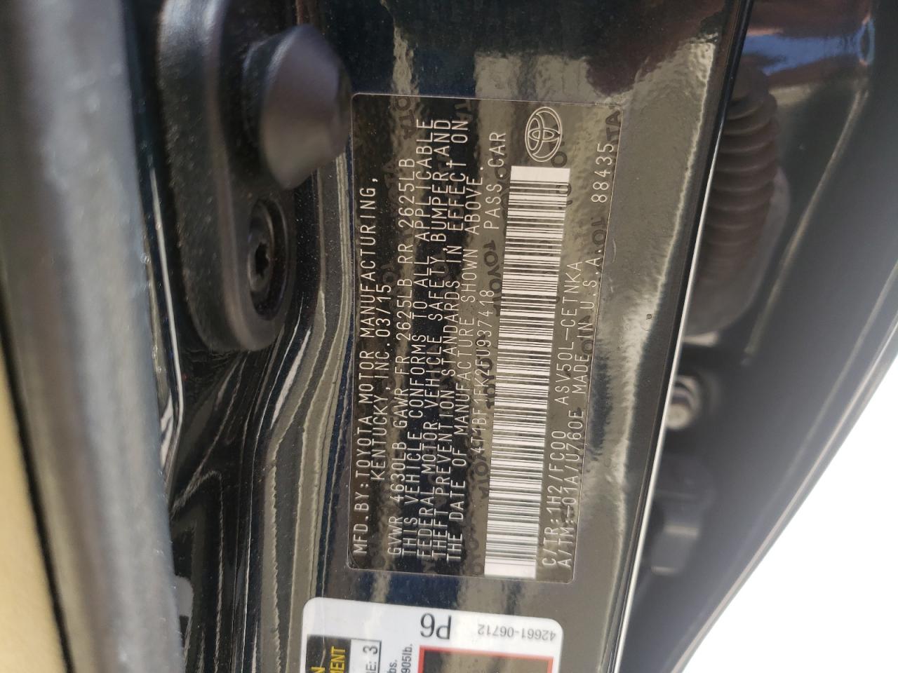 Photo 10 from auction – 2015 TOYOTA CAMRY LE with VIN 4T1BF1FK2FU937418