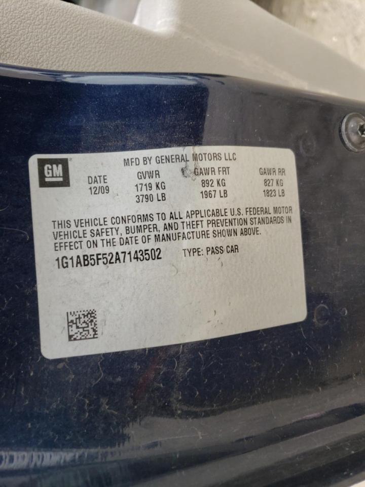 Photo 10 from auction – 2010 CHEVROLET COBALT LS with VIN 1G1AB5F52A7143502