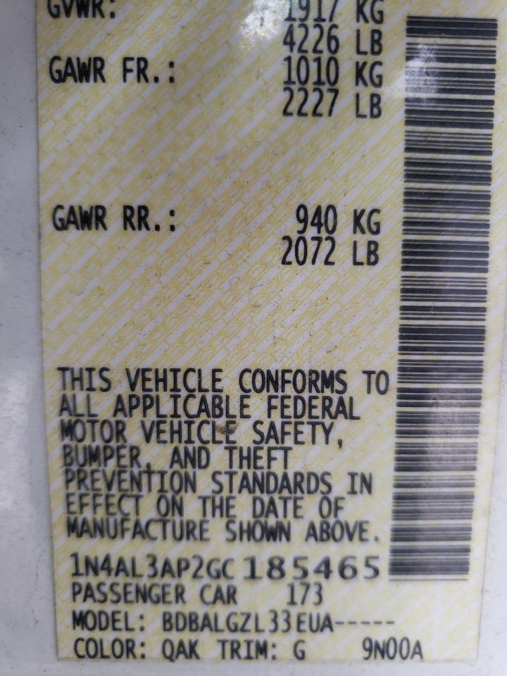 Photo 10 from auction – 2016 NISSAN ALTIMA 2.5 with VIN 1N4AL3AP2GC185465