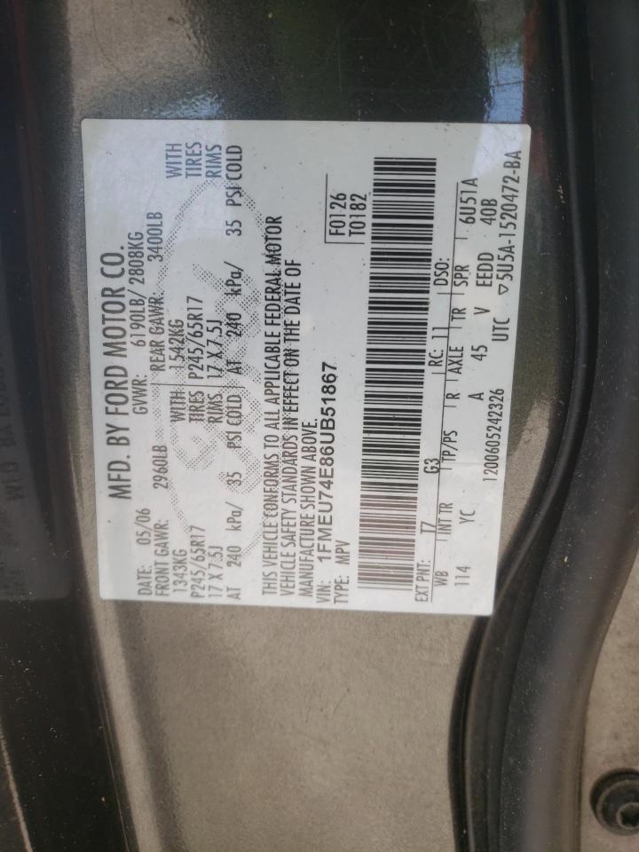 Photo 10 from auction – 2006 FORD EXPLORER E with VIN 1FMEU74E86UB51867