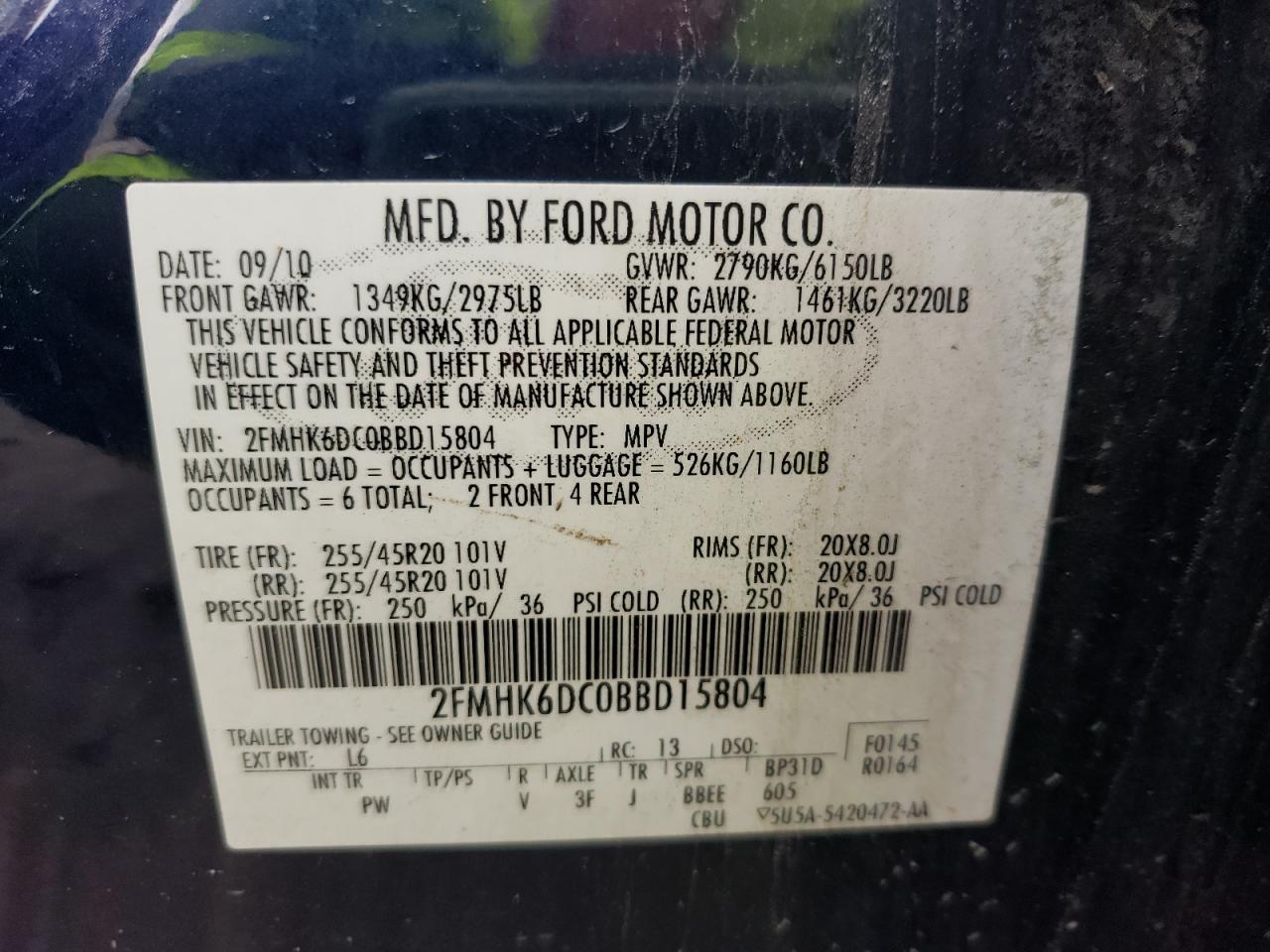 Photo 10 from auction – 2011 FORD FLEX LIMIT with VIN 2FMHK6DC0BBD15804