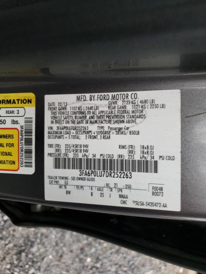 Photo 10 from auction – 2013 FORD FUSION SE with VIN 3FA6P0LU7DR252263