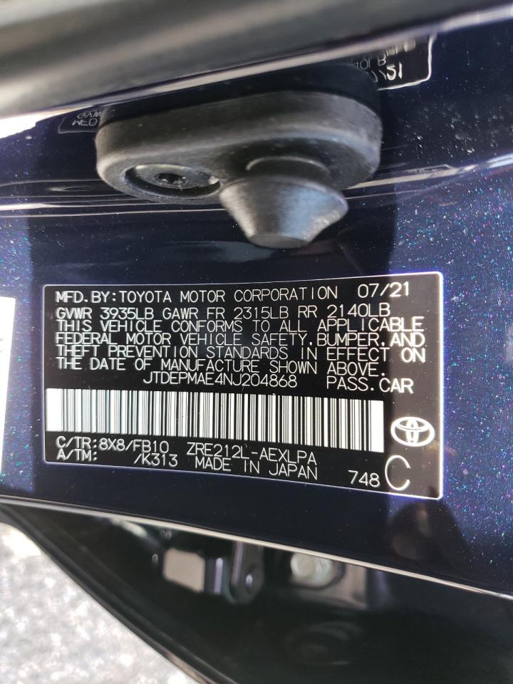 Photo 10 from auction – 2022 TOYOTA COROLLA LE with VIN JTDEPMAE4NJ204868