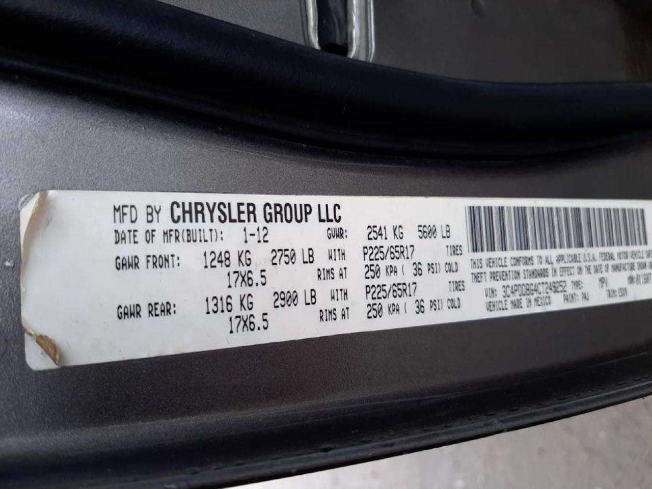 Photo 10 from auction – 2012 DODGE JOURNEY SX with VIN 3C4PDDBG4CT249252