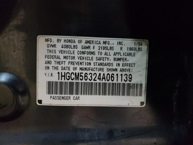 Photo 10 from auction – 2004 HONDA ACCORD with VIN 1HGCM56324A061139