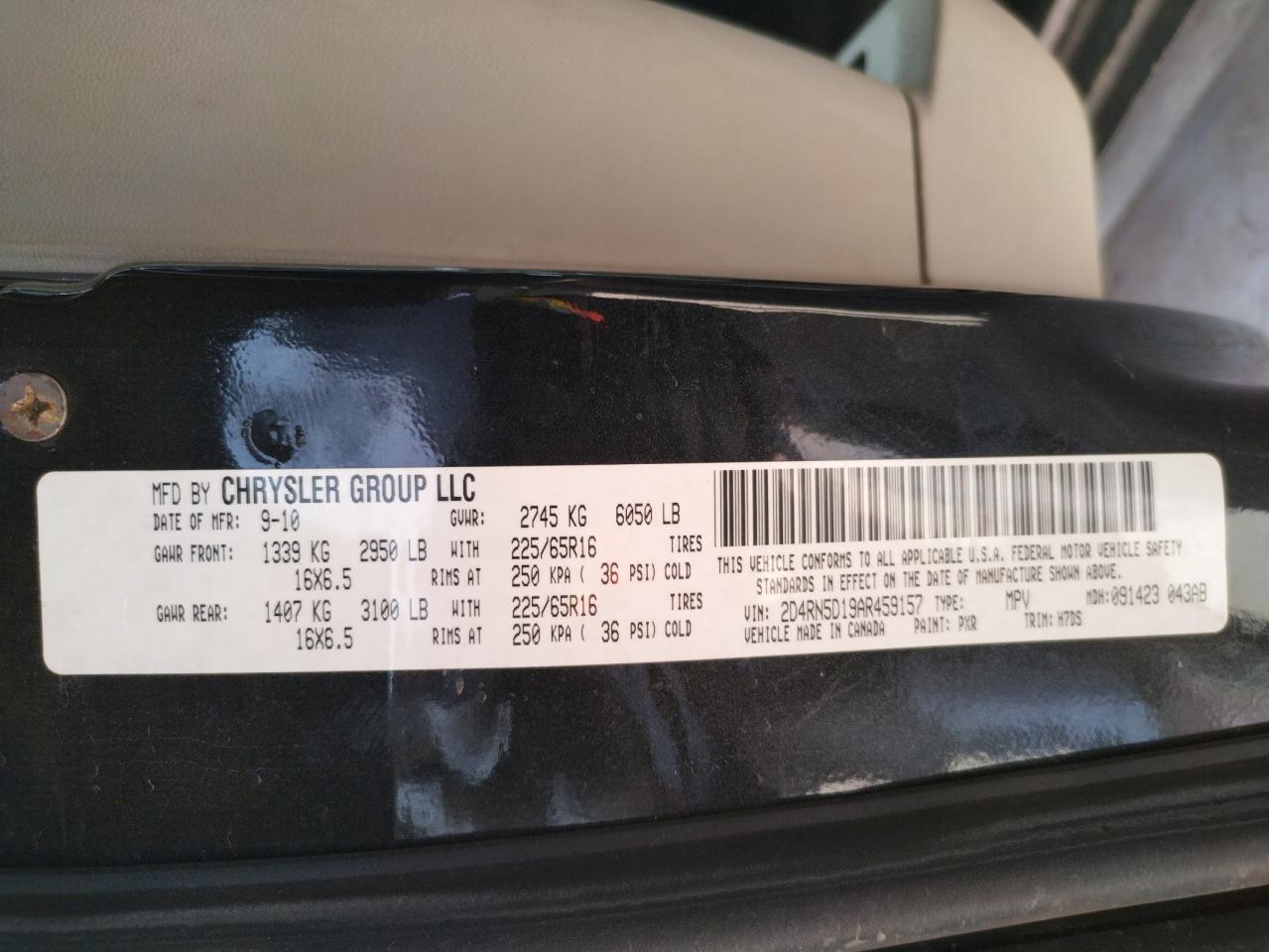 Photo 10 from auction – 2010 DODGE GRAND CARA with VIN 2D4RN5D19AR459157