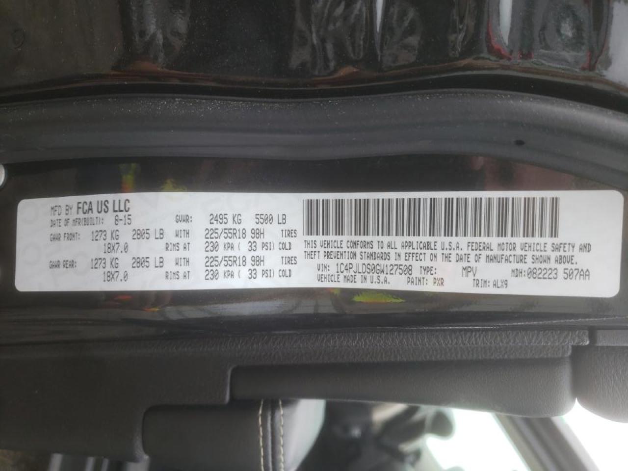 Photo 10 from auction – 2016 JEEP CHEROKEE L with VIN 1C4PJLDS0GW127508