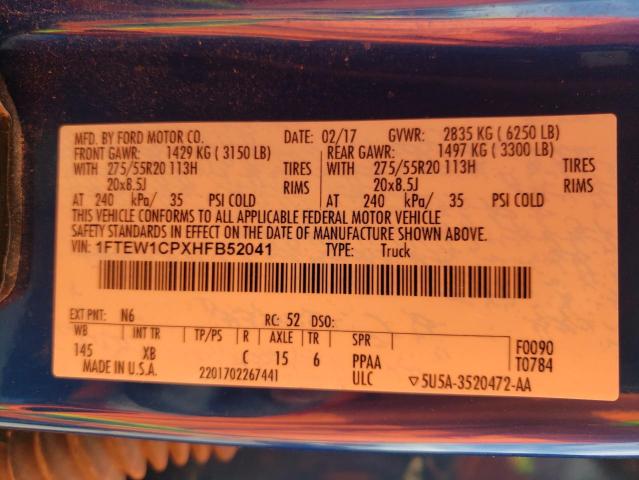 Photo 10 from auction – 2017 FORD F150 SUPER with VIN 1FTEW1CPXHFB52041