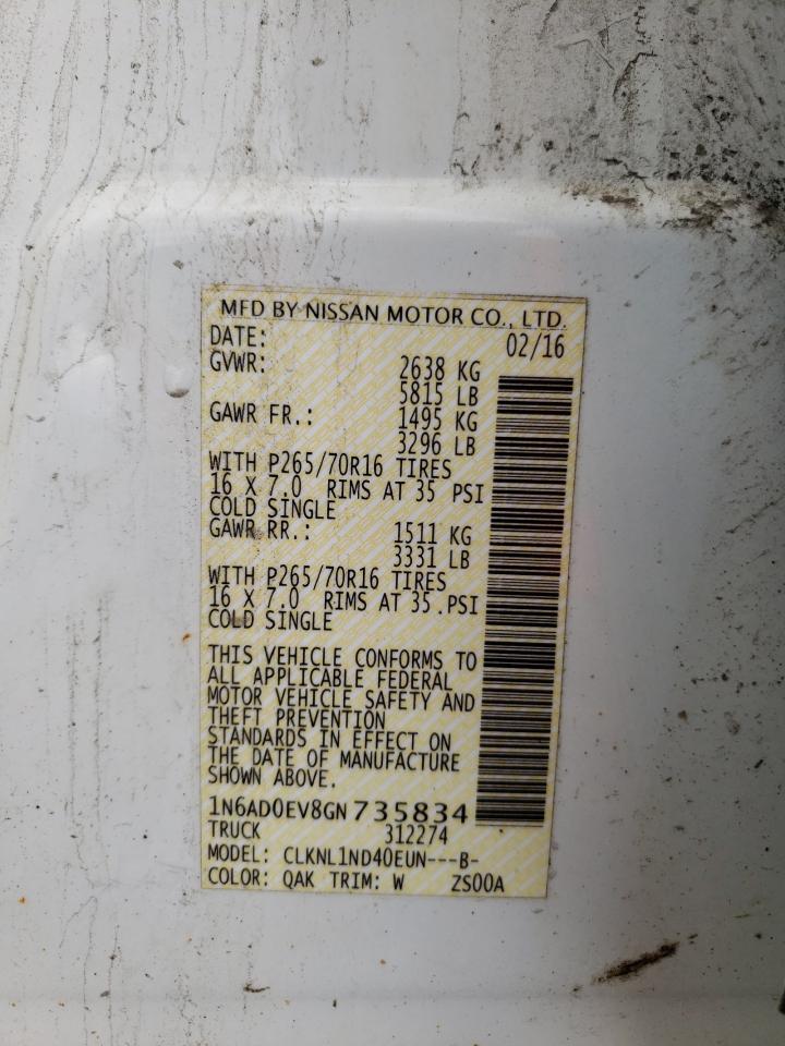 Photo 10 from auction – 2016 NISSAN FRONTIER S with VIN 1N6AD0EV8GN735834