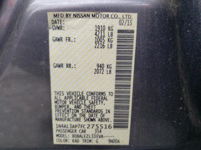 Photo 10 from auction – 2015 NISSAN ALTIMA 2.5 with VIN 1N4AL3AP7FC275516