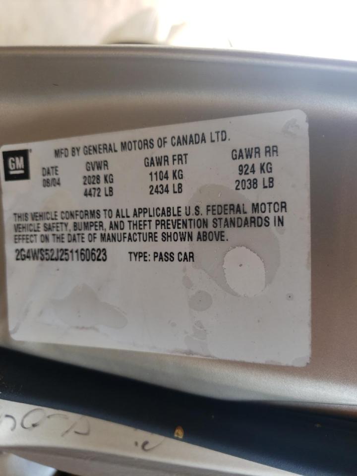 Photo 10 from auction – 2005 BUICK CENTURY CU with VIN 2G4WS52J251160623