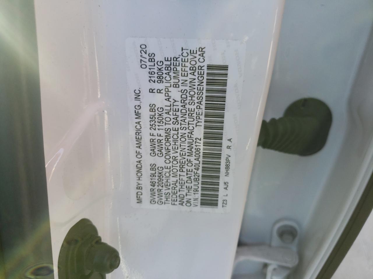 Photo 10 from auction – 2020 ACURA TLX TECHNO with VIN 19UUB2F40LA006172