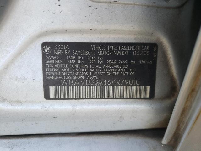 Photo 10 from auction – 2006 BMW 330 I with VIN WBAVB33546KR79010