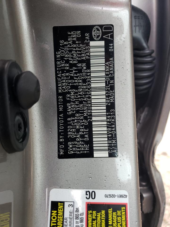 Photo 10 from auction – 2016 TOYOTA COROLLA L with VIN 2T1BURHE2GC633648