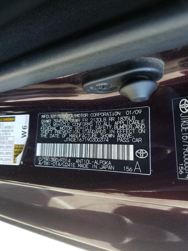 Photo 10 from auction – 2009 TOYOTA SCION TC with VIN JTKDE167190300374