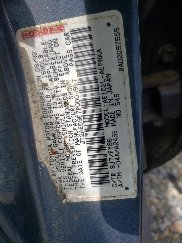 Photo 10 from auction – 1993 TOYOTA COROLLA LE with VIN JT2AE09E7P0008927