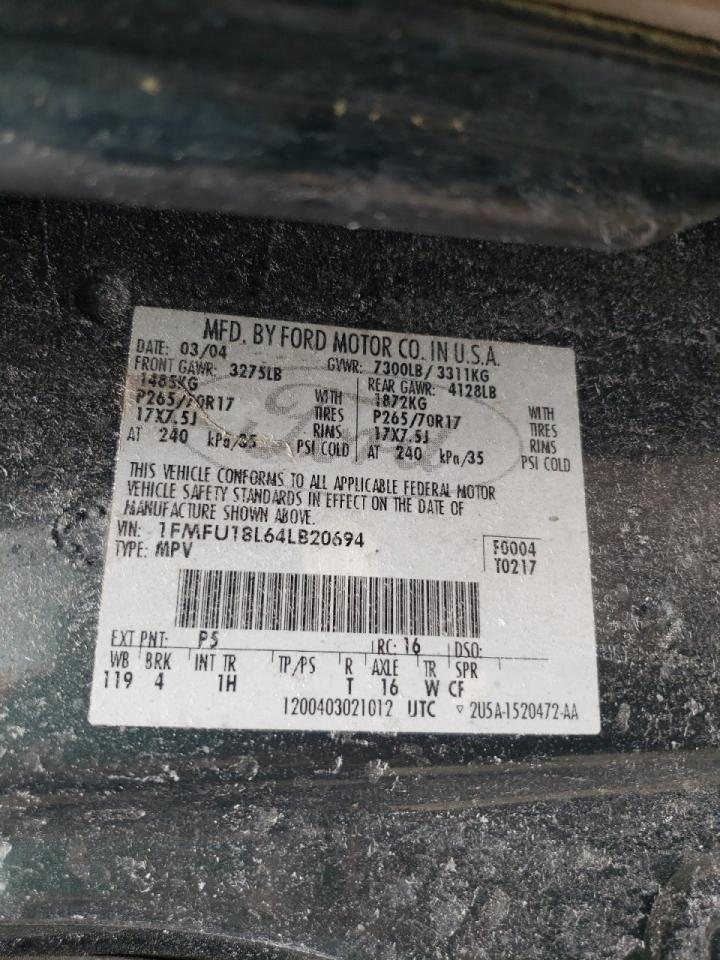 Photo 10 from auction – 2004 FORD EXPEDITION with VIN 1FMFU18L64LB20694
