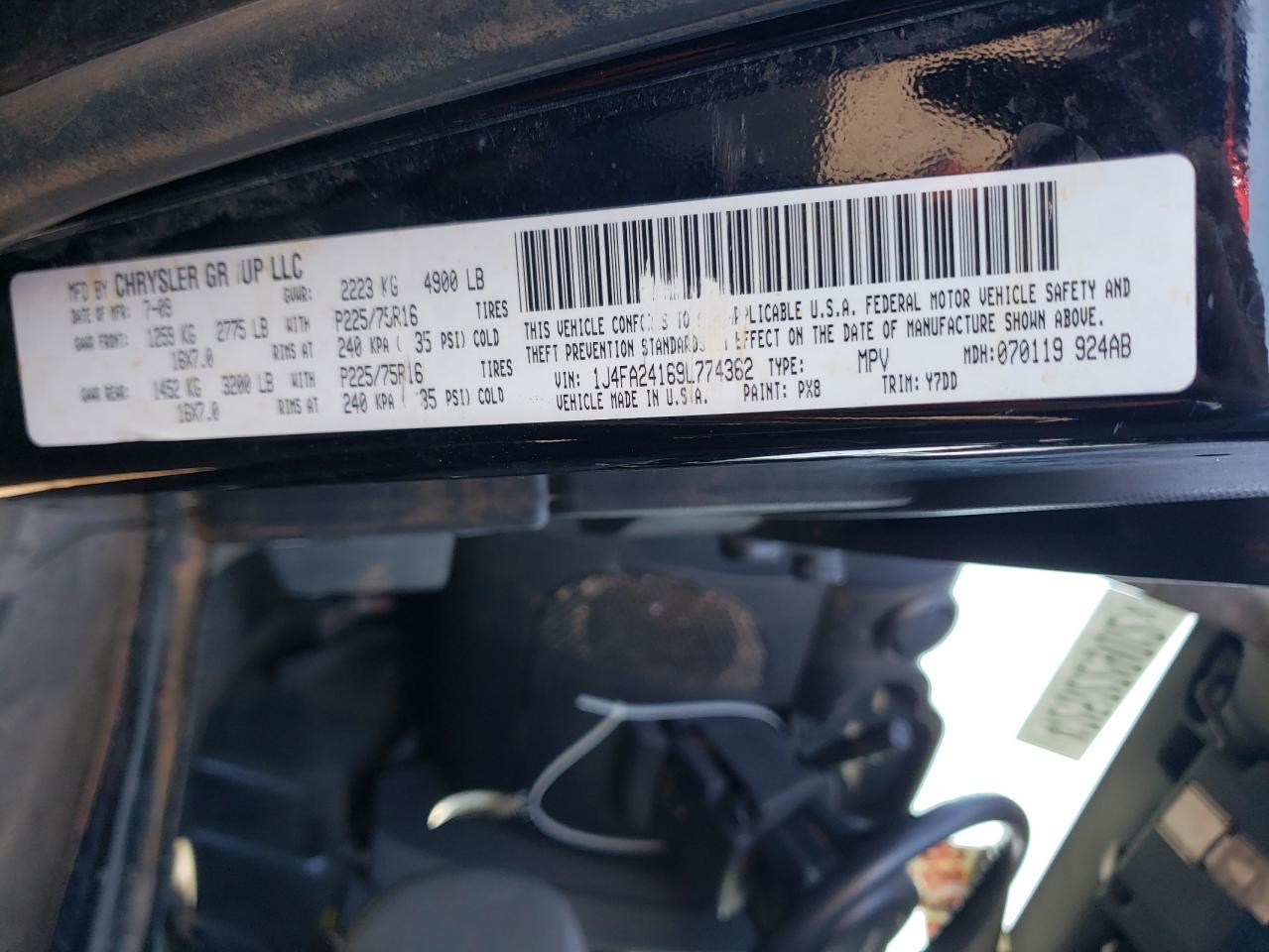 Photo 10 from auction – 2009 JEEP WRANGLER X with VIN 1J4FA24169L774362