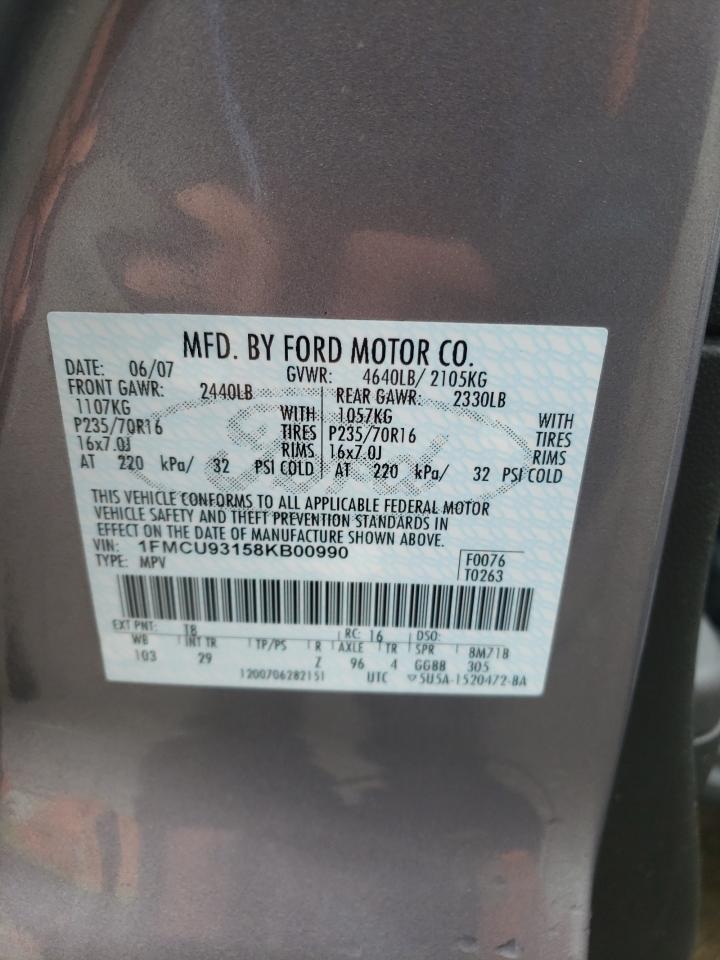 Photo 10 from auction – 2008 FORD ESCAPE XLT with VIN 1FMCU93158KB00990