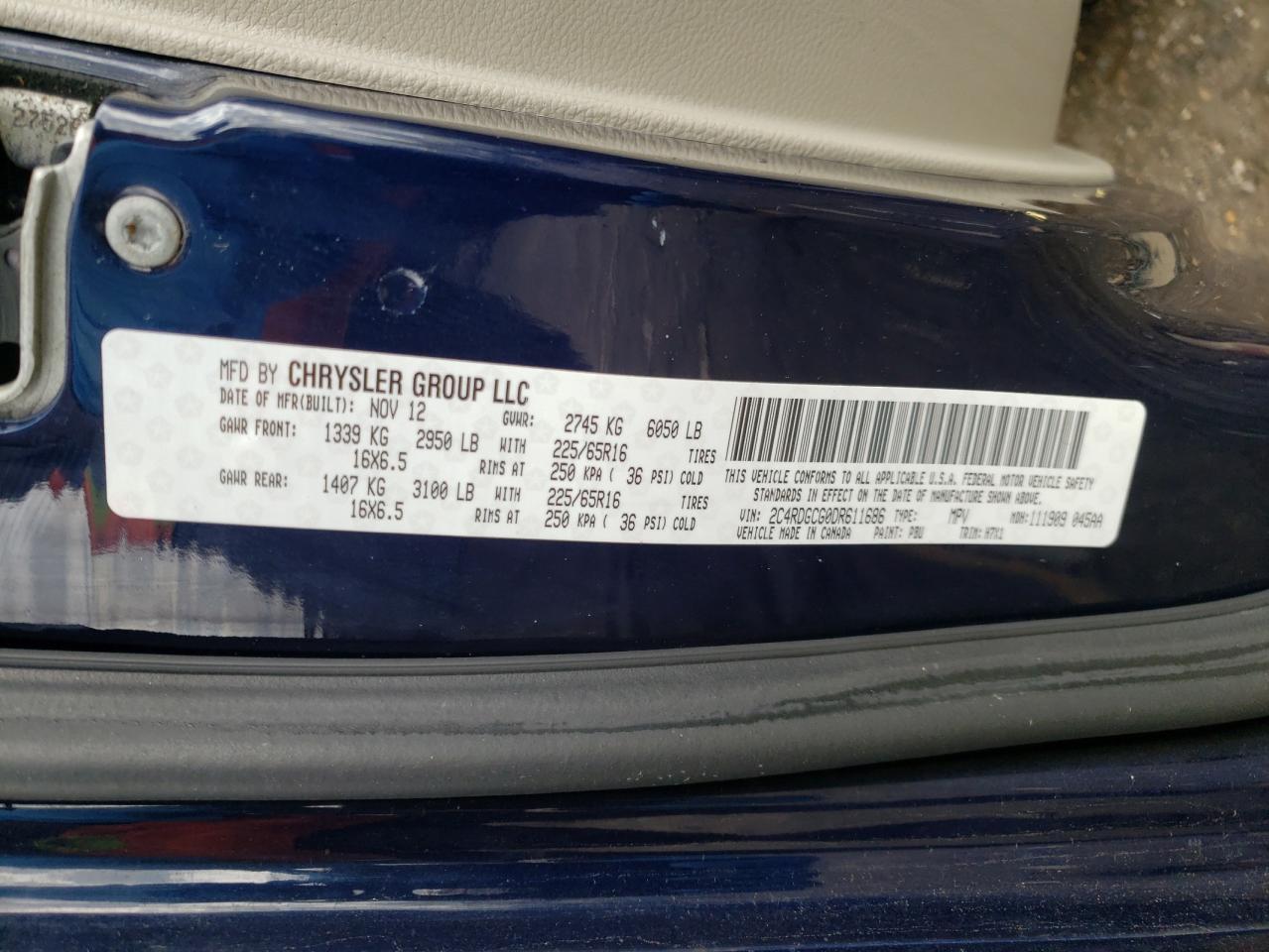 Photo 10 from auction – 2013 DODGE GRAND CARA with VIN 2C4RDGCG0DR611686