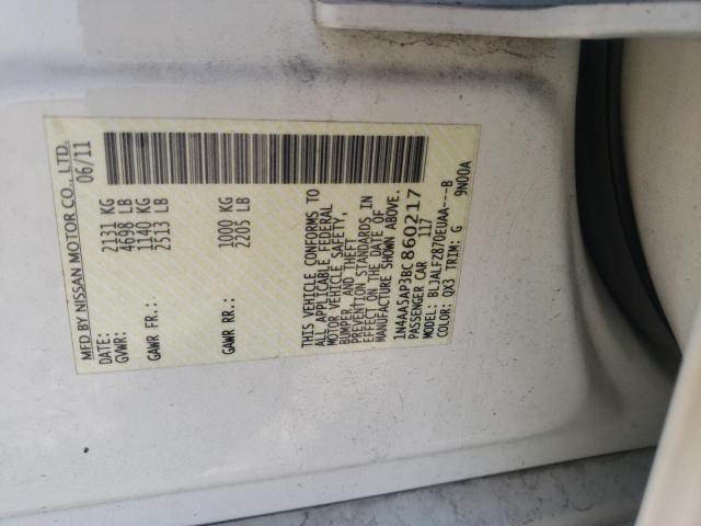 Photo 10 from auction – 2011 NISSAN MAXIMA S with VIN 1N4AA5AP3BC860217