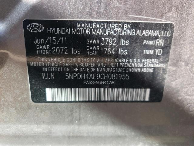 Photo 10 from auction – 2012 HYUNDAI ELANTRA GL with VIN 5NPDH4AE9CH081955