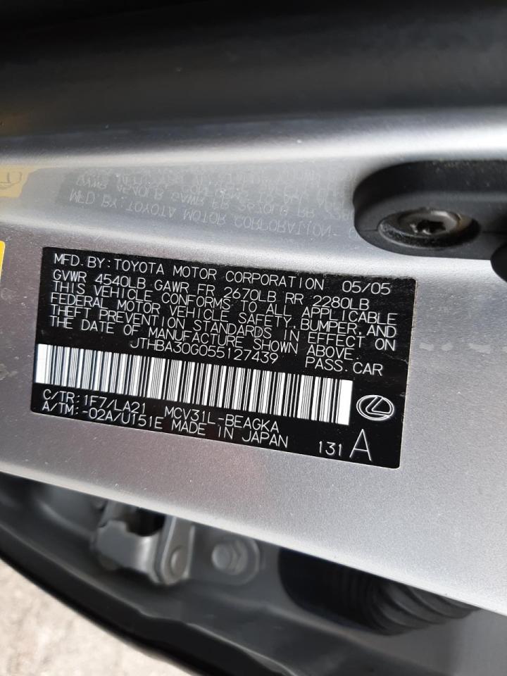 Photo 10 from auction – 2005 LEXUS ES 330 with VIN JTHBA30G055127439